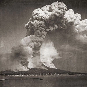 The eruption of Mount Vesuvius, Italy, in April 1872. After a photograph by German photographer Giorgio Sommer, 1834-1914