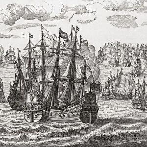 The Fleets Of Monk And De Ruyter In The English Channel, 1666. From The Book Short History Of The English People By J. R. Green Published London 1893