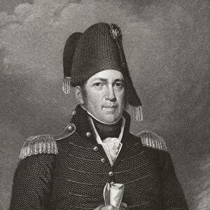Jacob Jennings Brown, 1775 - 1828. American general in the War of 1812. He was awarded the Congressional Medal of Honor. After an engraving by Asher Brown Durand from a work by John Wesley Jarvis