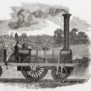 A passenger engine or locomotive on the Liverpool and Manchester Railway, 1831. From Great Engineers, published c. 1890