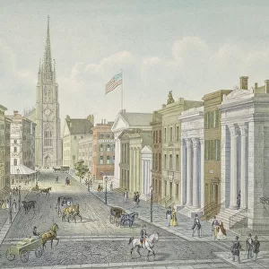 Wall Street, New York City, United States of America in 1847. From a work by Laurent Deroy after Amos F. Eno
