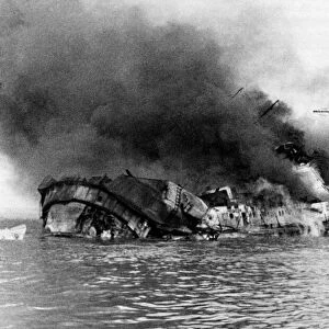 German pocket battleship Graf Spee sinking War WW2 ship being sunk Scuppered