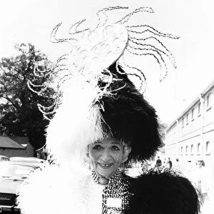 Gertrude Shilling in ostrich feather hat at Royal Ascot June 1979