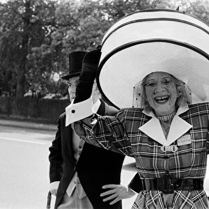 Gertrude Shilling at Royal Ascot, wearing a large straw hat