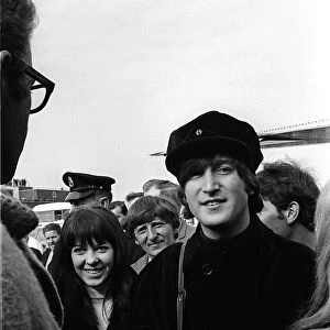 Pop Group The Beatles at the London Airport departing for Austria with Maureen Starr