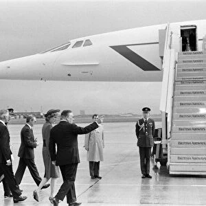 Princess Diana departing on Concorde from Heathrow to Vienna. 14th April 1986