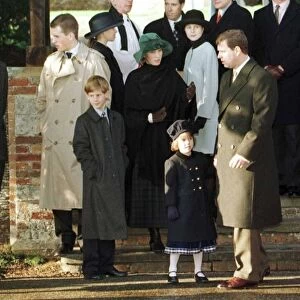 Royal Family at Sandringham with Prince Harry Princess Eugenie