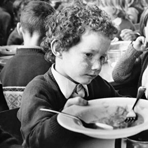 Please sir, I want some more, this little boy has enjoyed his school meal