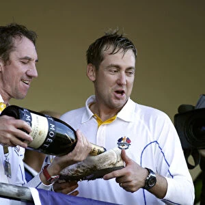 Ian Poulter Fills His Shoe With Champagne