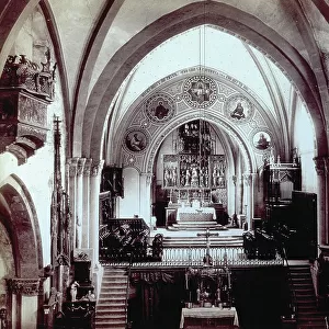 Interior of a cathedral in late-romanesque style