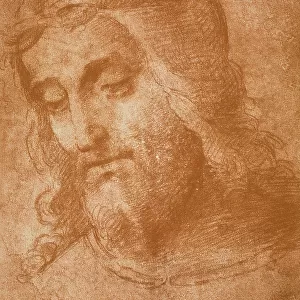 Study for the face of the Redeemer, drawing by Raphael. Gallerie dell'Accademia, Venice