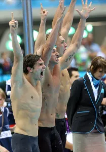 Amaury Leveaux, Fabien Gilot & Clement Lefert Celebrate