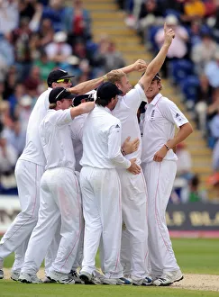 Wicket Prints: Andrew Flintoff Celebrates Philip Hughes Wicket