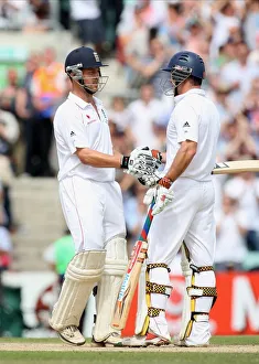 Trott Prints: Andrew Strauss Congratulates Jonathan Trott On His First Tes