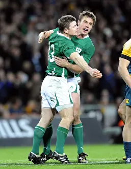 Series Prints: Brian O Driscoll & Tommy Bowe Celebrate Try
