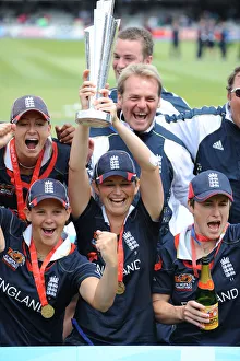 Charlotte Edwards Celebrates With Trophy