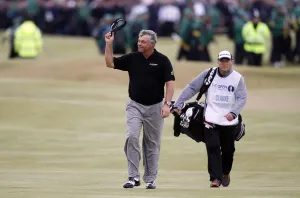 Walks Prints: Darren Clarke Walks Down The 18th