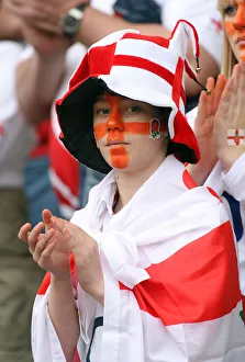 England Supporter Wearing Flag