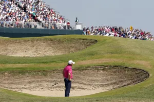 Graeme Mcdowell Hits Out Of The Bunker On 9th Hole Only To W Graeme Mcdowell Hits Out Of The Bunker On 9th Hole Only To W