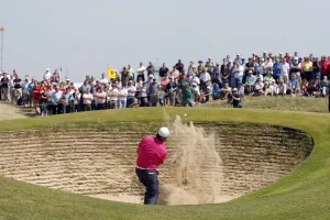 Graeme Mcdowell Plays Out Of Bunker On The 9th