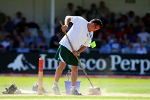 Lanka Prints: Groundsman Repairs Crease