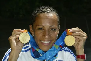 Gold Prints: Kelly Holmes With Gold Medals