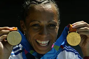 Kelly Holmes With Gold Medals