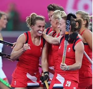 Tomas Prints: Laura Bartlett & Sarah Tomas Celebrate Gb Second Goal La