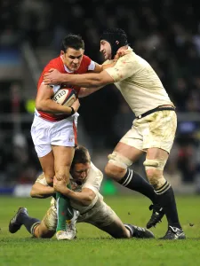Borthwick Prints: Lee Byrne Tackled By Johny Wilkenson & Steve Borthwick