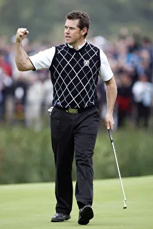 Lee Westwood Punches The Air After Birdieing The 5th