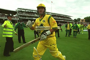 Waugh Prints: Mark Waugh Runs Off At The End