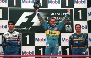 Schumacher Prints: Michael Schumacher and Hill and Brundle