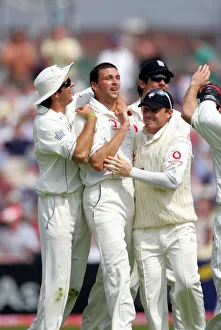 Indies Prints: Michael Vaughan Celebrates Steve Harmison Whicket