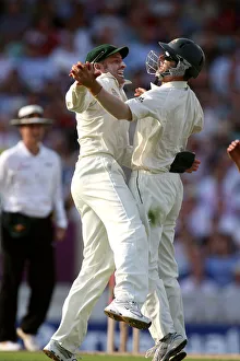 Wicket Prints: Mike Hussey & Simon Katich Celebrate Trott Wicket Mike H