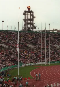 Flags Prints: Olympic Flags At Half-Mast