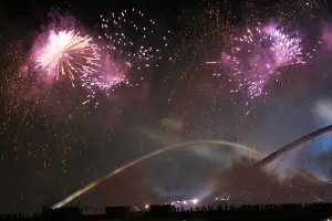 Olympic Stadium With Fireworks