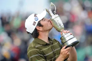 Louis Prints: The Open Winner Louis Oosthuizen Kisses Trophy