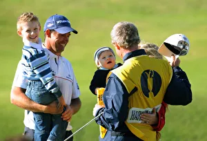 Family Prints: Padraig Harrington & Family With Caddy Padraig Harringto