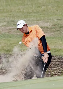 Peter Uihlein Plays Out Of Greenside Bunker On 16th Hole