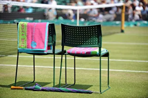 Tennis Prints: Players Chairs Towels & Umbrella