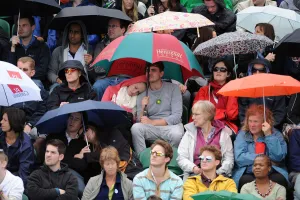 Genral View Prints: Rain Delay Umbrellas Up