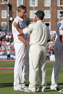 Npower Prints: Ricky Ponting And Andrew Flintoff Shake Hands