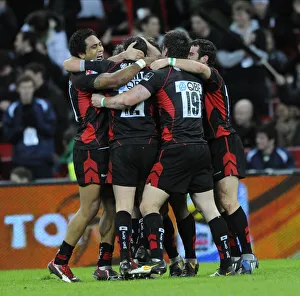 Time Prints: Saracens Players Celebrate At Full Time