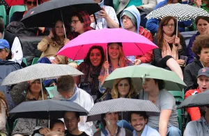 Umbrellas Out As Rain Delays Play Umbrellas Out As Rain Delays Play